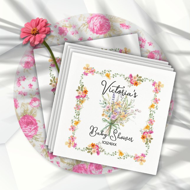 Little Wildflower bouquet Baby Shower Napkin (Creator Uploaded)