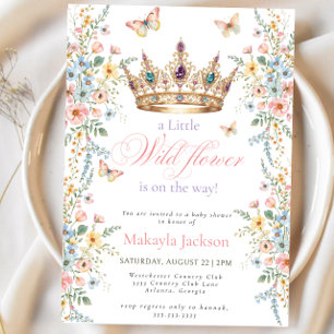 Little Wildflower Butterflies Floral Baby Shower Invitation