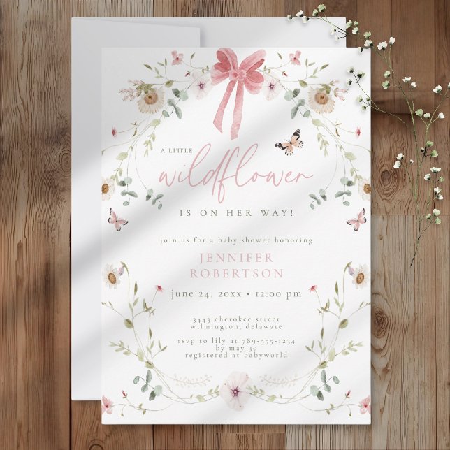Little Wildflower Butterfly Girl Baby Shower Invitation (Creator Uploaded)