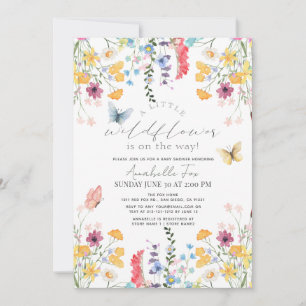 Little Wildflower Butterfly Girl Baby Shower Invitation