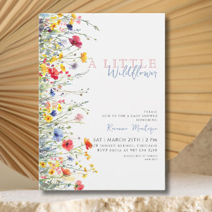 Little Wildflower Colourful Floral Boho Baby Showe Invitation