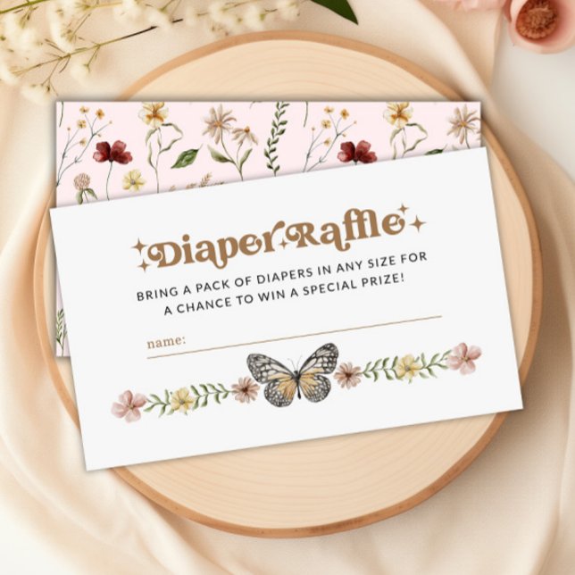 Little Wildflower Diaper Raffle Baby Shower Game  Enclosure Card (Little Wildflower Diaper Raffle Baby Shower Game Enclosure Card)