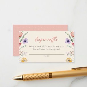 Little Wildflower Floral Baby Shower Diaper Raffle Enclosure Card