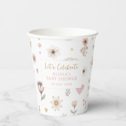 Little Wildflower Floral Baby Shower Paper Cups
