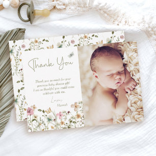 Little Wildflower Floral Baby Shower Thank You Card