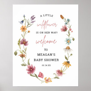 Little Wildflower Floral Baby Shower Welcome Sign