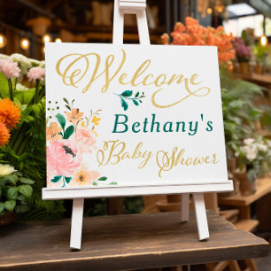 Little Wildflower Floral Baby Shower Welcome Sign