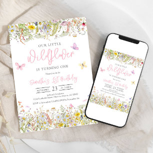 Little Wildflower Floral Birthday Invitation