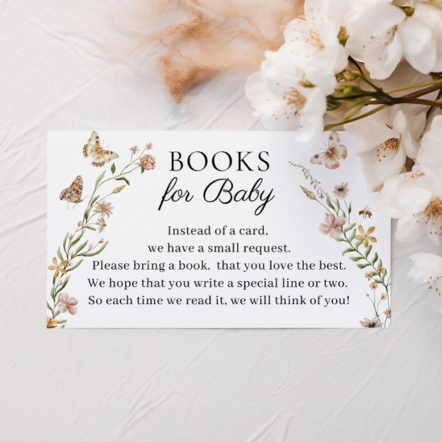 Little Wildflower Floral Books for Baby Shower Enclosure Card (Little Wildflower Floral Books for Baby Shower Enclosure Card)