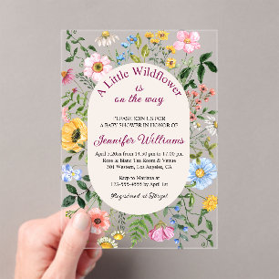 little wildflower ,floral garden girl baby shower acrylic invitations