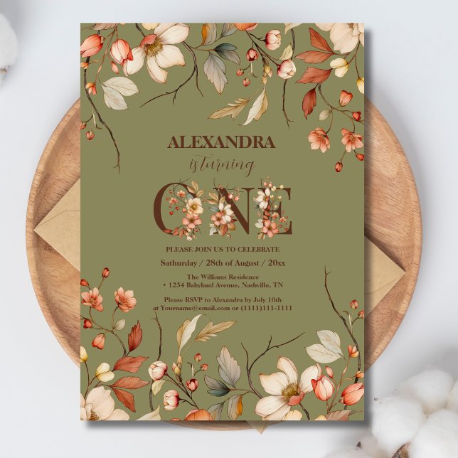 Little Wildflower Floral Girl First Birthday Invitation (Creator Uploaded)