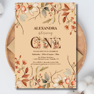 Little Wildflower Floral Girl First Birthday Invitation