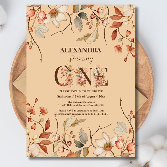 Little Wildflower Floral Girl First Birthday Invitation (Creator Uploaded)