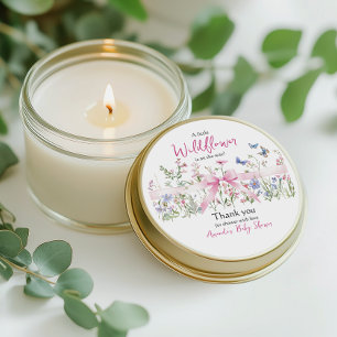 Little Wildflower Floral Girl Pink Bow Baby Shower Classic Round Sticker