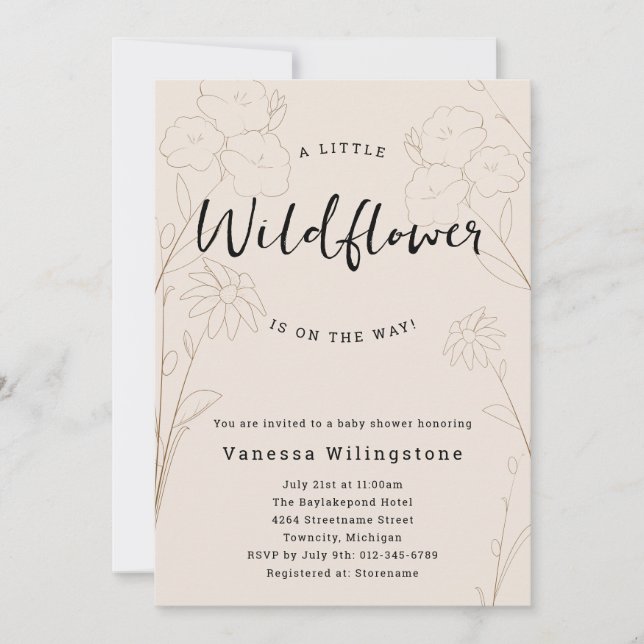 Little Wildflower Floral Invitation (Front)