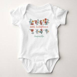 Little Wildflower floral Personalised Name Kids Baby Bodysuit