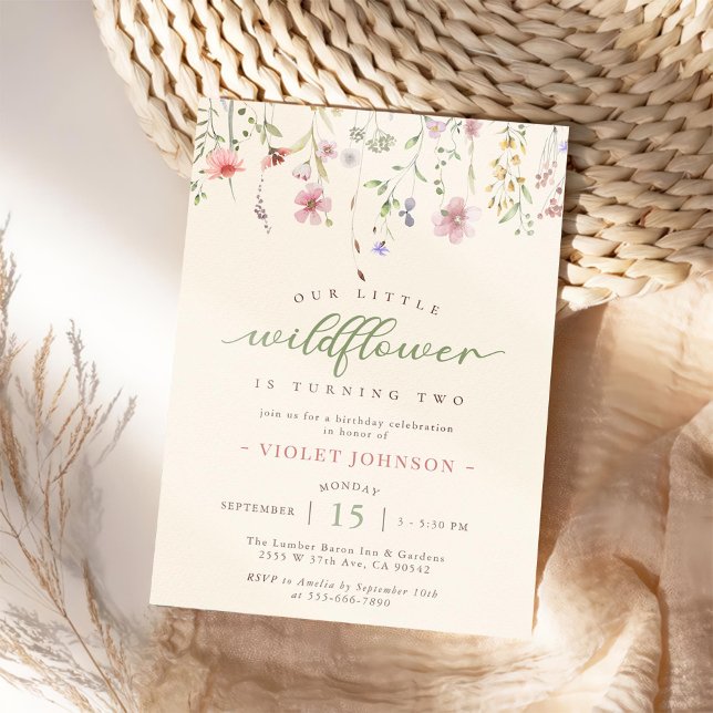Little Wildflower Flower 2nd Birthday Invitation (Creator Uploaded)