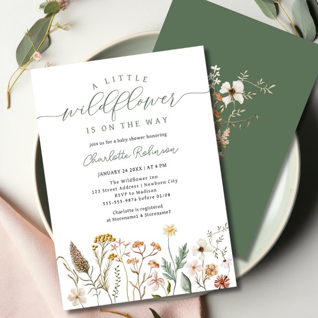 Little Wildflower Flower Baby Shower Invitation (Creator Uploaded)