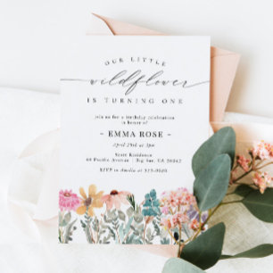 Little Wildflower Flower Birthday Invitation