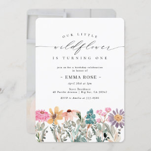 Little Wildflower Flower Birthday Invitation