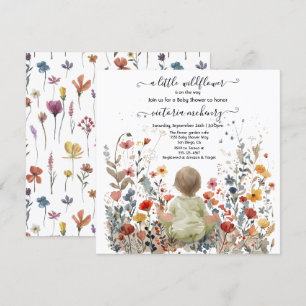 Little wildflower garden meadow baby shower invitation