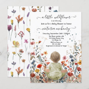 Little wildflower garden meadow baby shower invitation