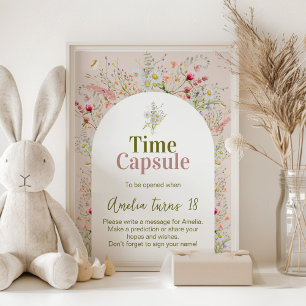 Little Wildflower Garden Party Time Capsule Sign