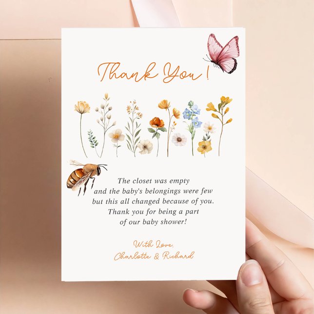 Little Wildflower Girl Baby Shower Thank You Card (Creator Uploaded)