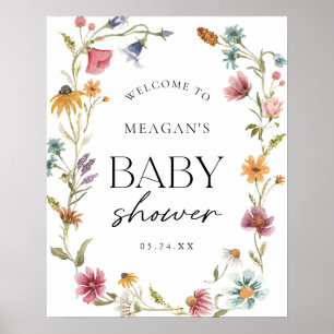 Little Wildflower Girl Baby Shower Welcome Sign