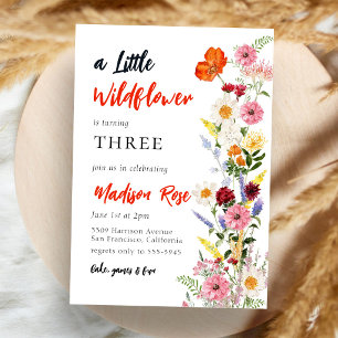 Little Wildflower Girl Birthday Invitation