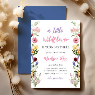 Little Wildflower Girl Birthday Invitation