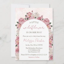 Little Wildflower Girl Elegant Floral Baby Shower 