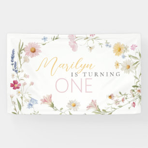 Little Wildflower Girl Turning one Birthday Banner