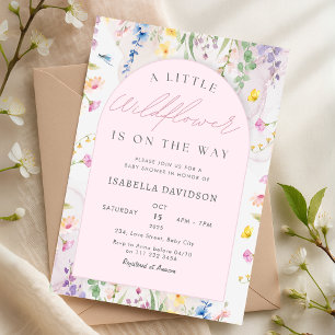 Little Wildflower in On The Way Floral Baby Shower Invitation