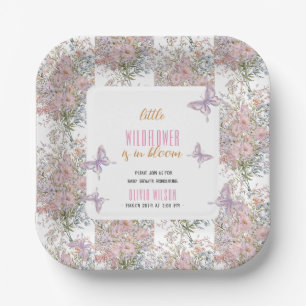 Little wildflower is in bloom baby shower paper plate