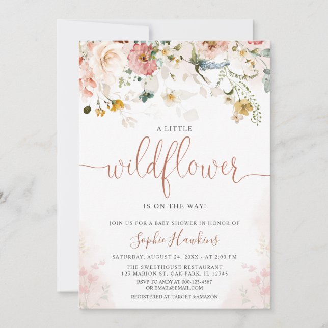Little WildFlower Is On The Way Baby Shower Invitation (Front)