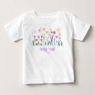  Little Wildflower is Turning One Birthday Baby T-Shirt