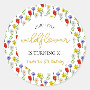 Little Wildflower Kids Birthday Classic Round Sticker