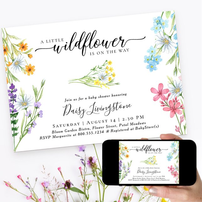 Little Wildflower Meadow Watercolor Baby Shower Invitation (Creator Uploaded)