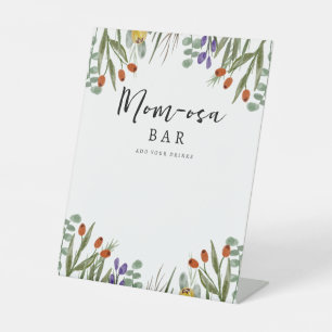 Little Wildflower Mum-osa Bar Baby Shower Pedestal Sign