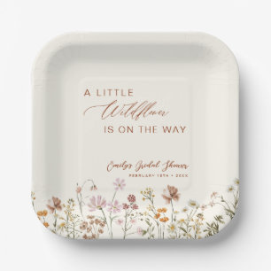 Little Wildflower on the Way Baby Shower Paper Plate