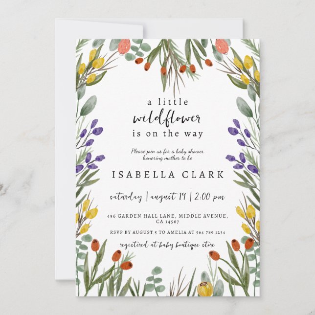 Little Wildflower On The Way Fall Baby Shower Invitation (Front)