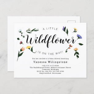 Little Wildflower on the Way Floral Baby Shower Invitation Postcard