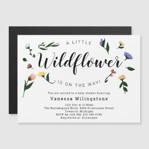 Little Wildflower on the Way Floral Baby Shower Magnetic Invitation