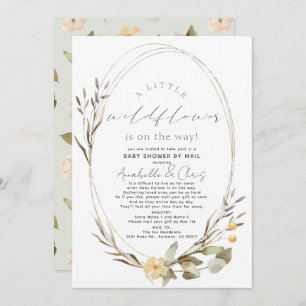 Little Wildflower Oval Girl Baby Shower by Mail Invitation