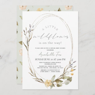 Little Wildflower Oval Girl Virtual Baby Shower Invitation