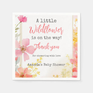 Little Wildflower Peach Flower Floral Baby Shower Napkin
