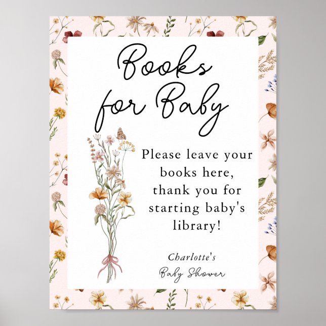 Little Wildflower Pink Baby Shower Books for Baby Poster (Front)