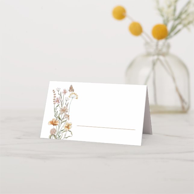 Little Wildflower Pink Baby Shower Name Place Card (Front)