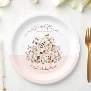 Little Wildflower Pink Baby Shower Paper Plates